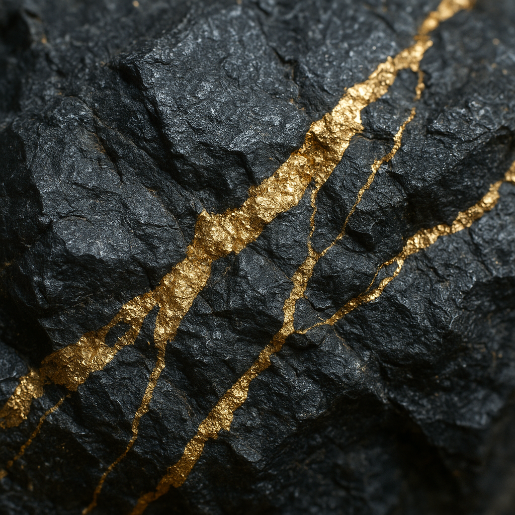 Black Ore with Gold Veins