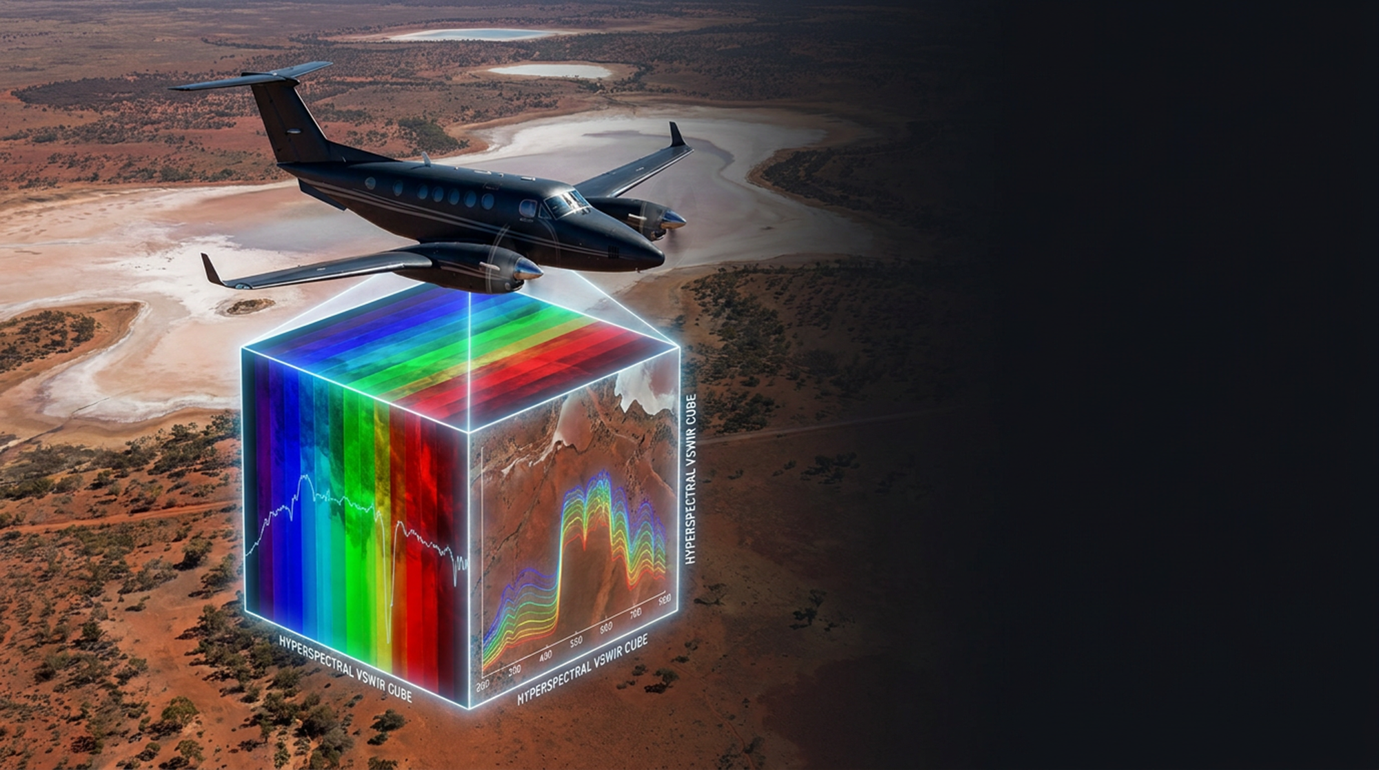 NASA AVIRIS hyperspectral cube scanning output over Australian landscape